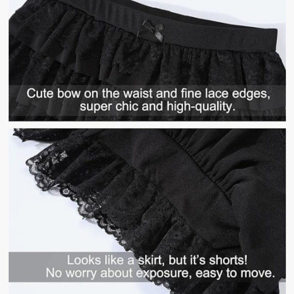 NWT Black Lace Ruffle Boomer Shorts Size Large - Picture 4 of 6